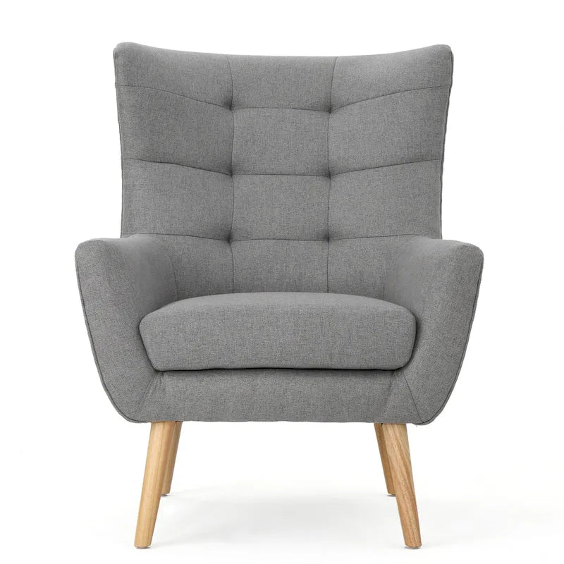 Chaise haute tapissée à dossier haut de 32,5 moderne avec capitonnage et pieds en bois d'hévéa