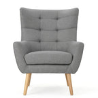 Chaise haute tapissée à dossier haut de 32,5 moderne avec capitonnage et pieds en bois d'hévéa