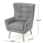Chaise haute tapissée à dossier haut de 32,5 moderne avec capitonnage et pieds en bois d'hévéa