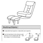 Ensemble de fauteuils de relaxation manuels sans accoudoirs pivotants à 360° en tissu bouclé beige avec pouf, appui-tête et dossier réglables