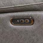 Fauteuil inclinable gris à deux moteurs avec pivotement à 240°, fonction à bascule, connectivité USB et appui-tête réglable