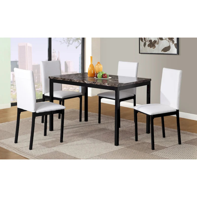 Ensemble de salle à manger 5 pièces de style moderne avec table rectangulaire et 4 chaises hautes rembourrées