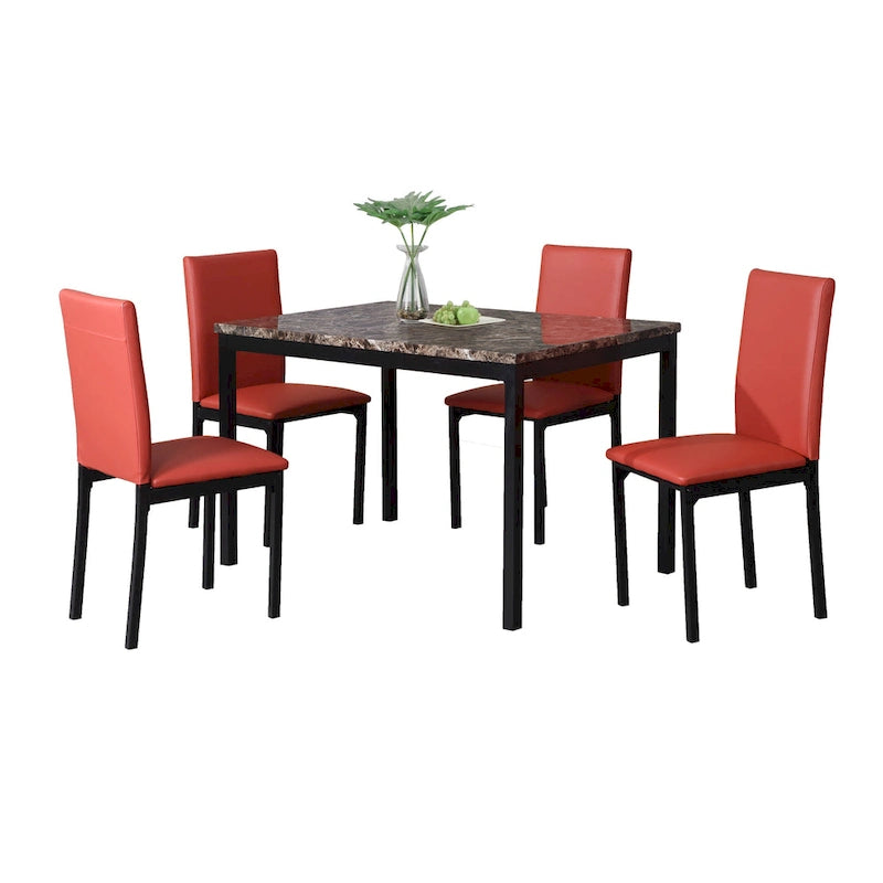 Ensemble de salle à manger 5 pièces de style moderne avec table rectangulaire et 4 chaises hautes rembourrées