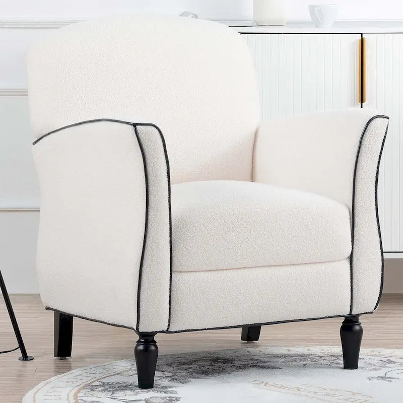 Fauteuil d'appoint rembourré avec pieds en bois