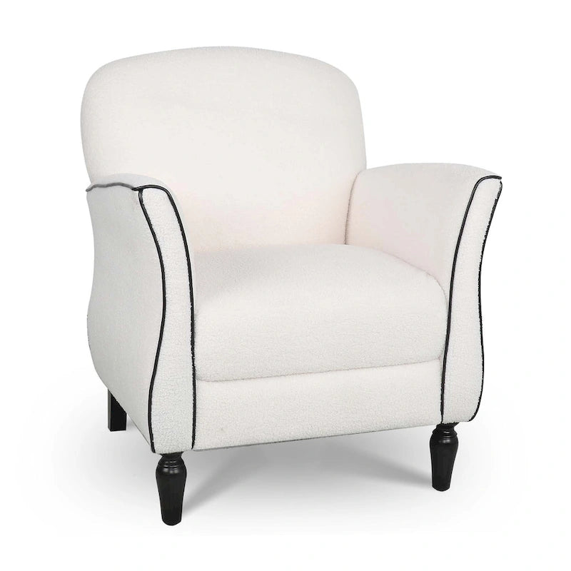 Fauteuil d'appoint rembourré avec pieds en bois