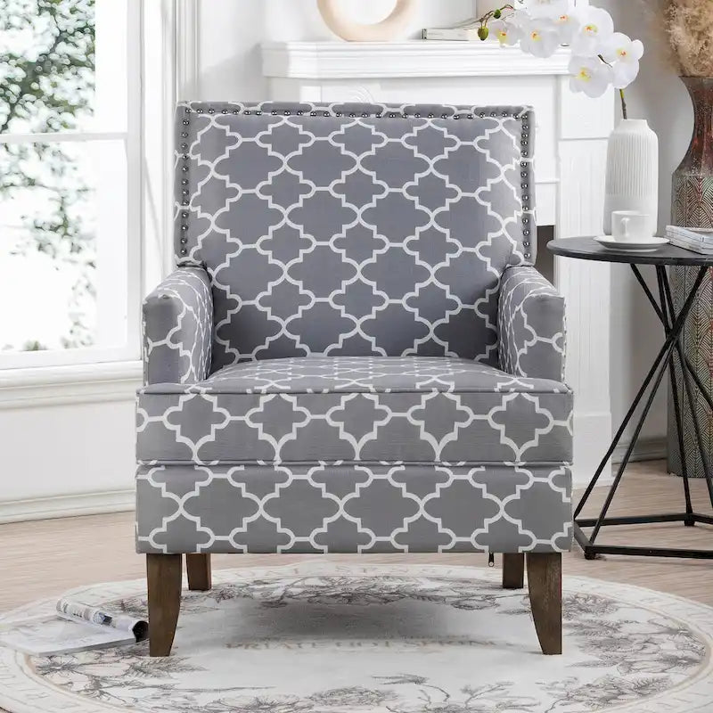 Fauteuil d'appoint rembourré avec pieds en bois