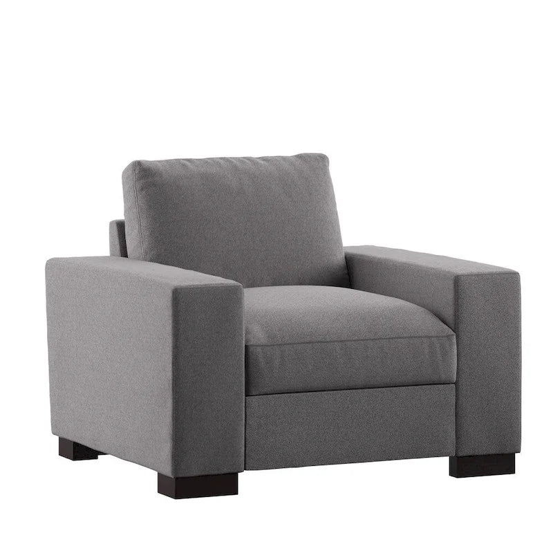 Chaise rembourrée en plumes et duvet, double face en tissu gris