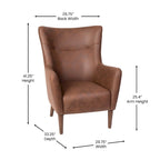 Fauteuil d'appoint capitonné à oreilles avec structure et pieds en bois