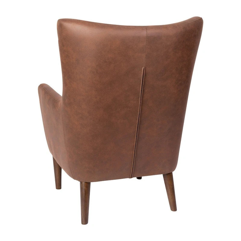 Fauteuil d'appoint capitonné à oreilles avec structure et pieds en bois