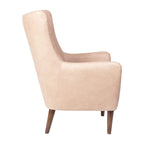 Fauteuil d'appoint capitonné à oreilles avec structure et pieds en bois