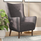 Fauteuil d'appoint capitonné à oreilles avec structure et pieds en bois