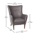 Fauteuil d'appoint capitonné à oreilles avec structure et pieds en bois