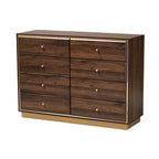 Commode en bois à 8 tiroirs et piètement en métal, style moderne et contemporain