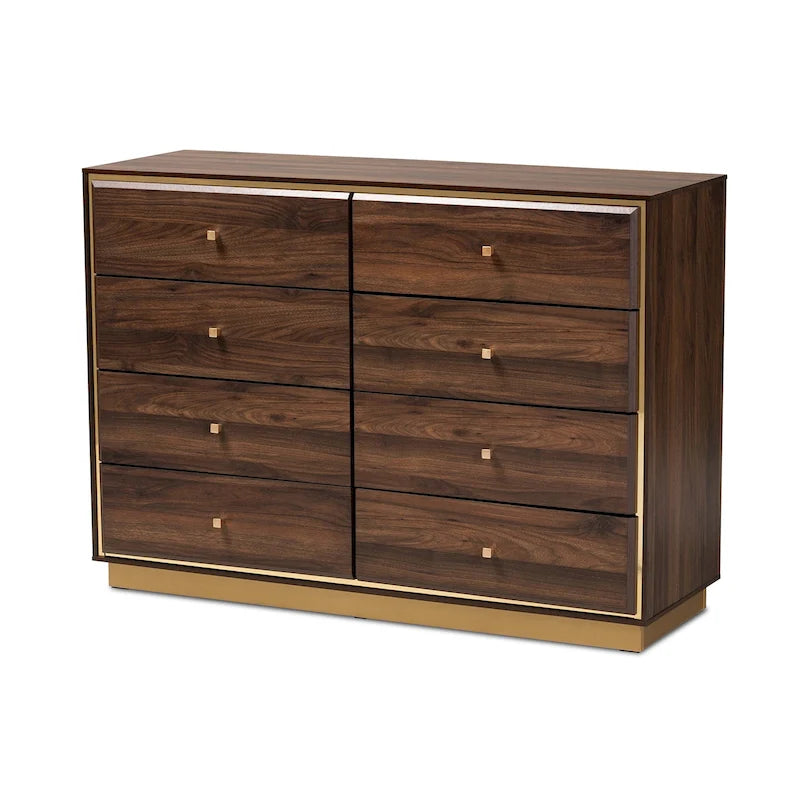 Commode en bois à 8 tiroirs et piètement en métal, style moderne et contemporain