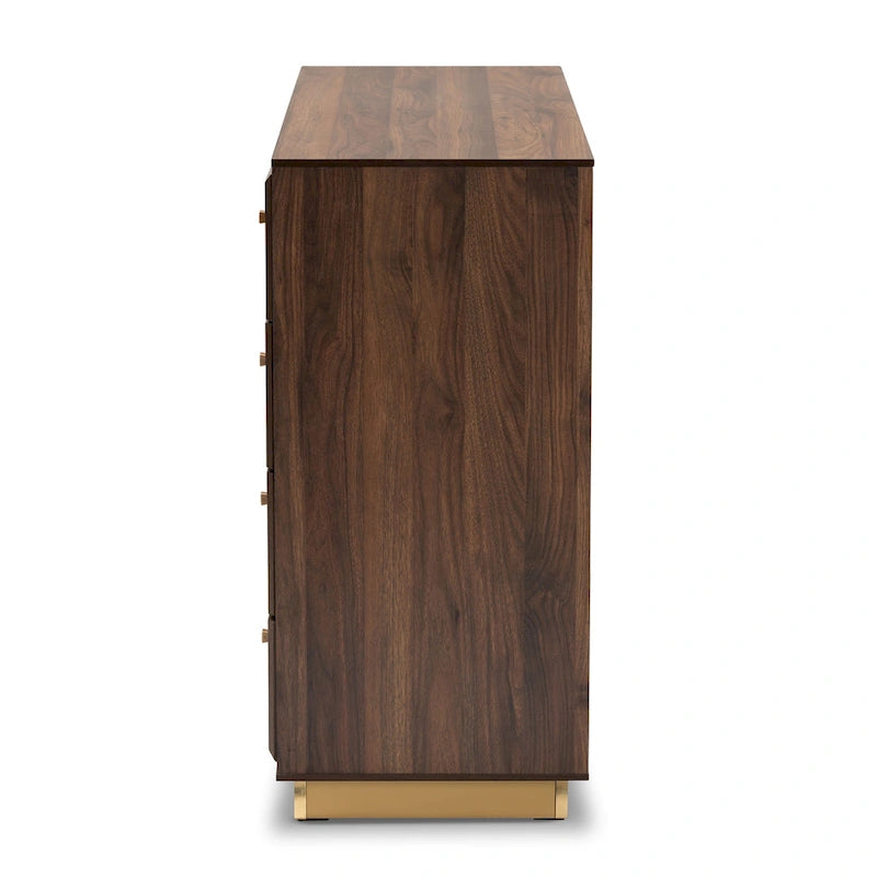 Commode en bois à 8 tiroirs et piètement en métal, style moderne et contemporain