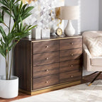 Commode en bois à 8 tiroirs et piètement en métal, style moderne et contemporain
