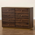 Commode en bois à 8 tiroirs et piètement en métal, style moderne et contemporain