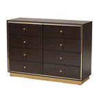 Commode en bois à 8 tiroirs et piètement en métal, style moderne et contemporain