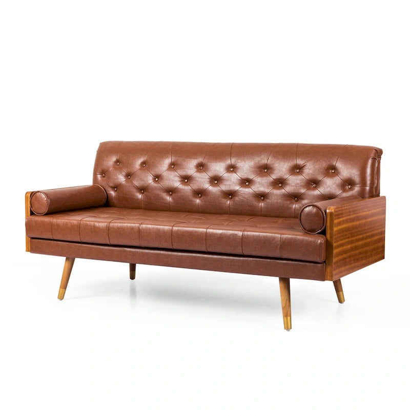 Canapé tufté Mid-century Barnard avec coussins décoratifs