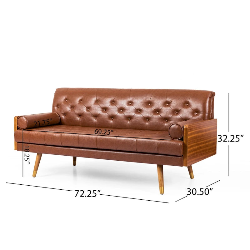 Canapé tufté Mid-century Barnard avec coussins décoratifs