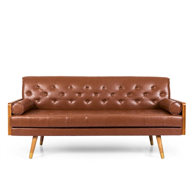 Canapé tufté Mid-century Barnard avec coussins décoratifs