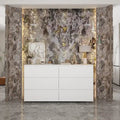 Commode double blanche à 6 tiroirs de qualité supérieure de 150 cm de long