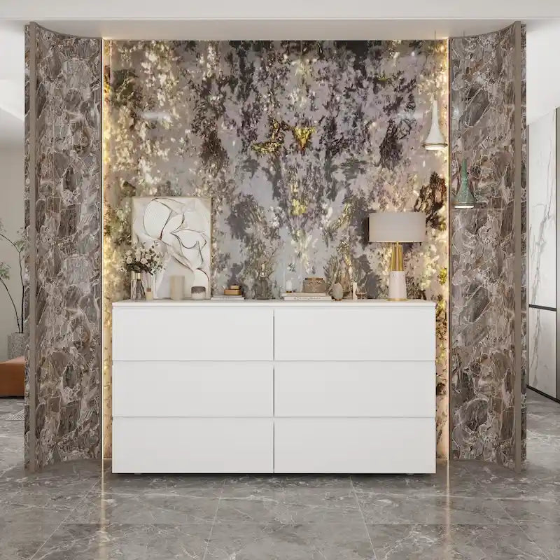 Commode double blanche à 6 tiroirs de qualité supérieure de 150 cm de long
