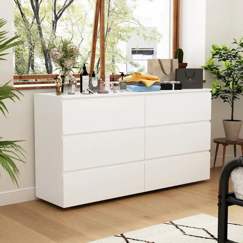 Commode double blanche à 6 tiroirs de qualité supérieure de 150 cm de long
