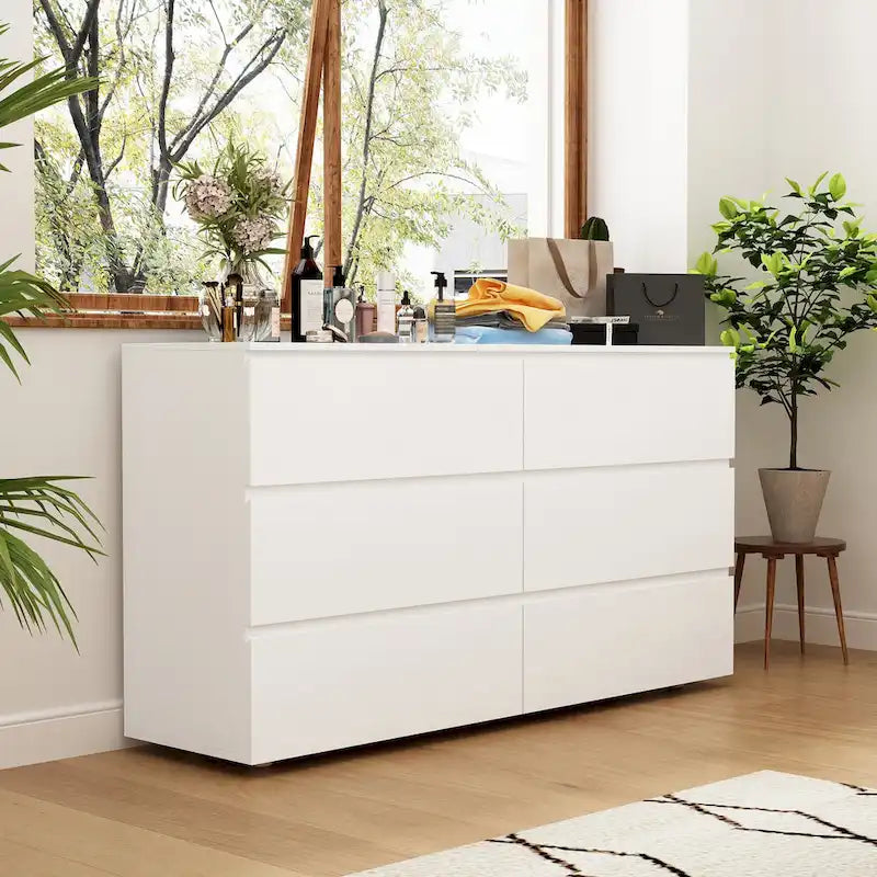 Commode double blanche à 6 tiroirs de qualité supérieure de 150 cm de long