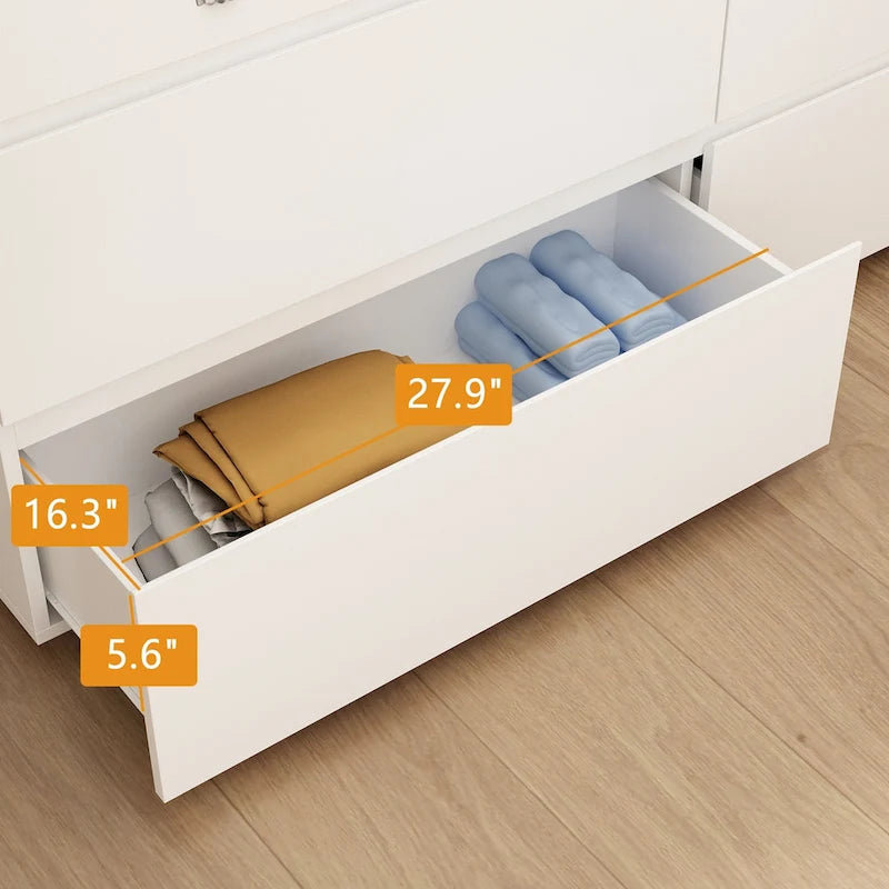 Commode double blanche à 6 tiroirs de qualité supérieure de 150 cm de long
