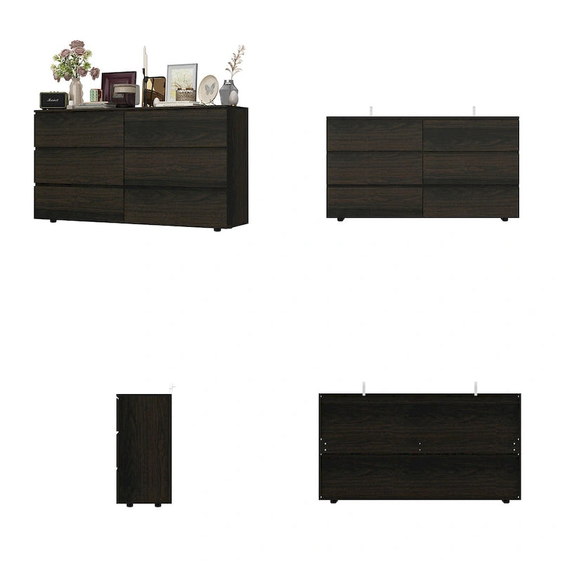 Commode double blanche à 6 tiroirs de qualité supérieure de 150 cm de long
