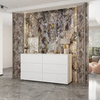 Commode double blanche à 6 tiroirs de qualité supérieure de 150 cm de long