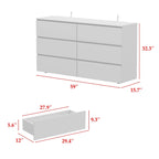 Commode double blanche à 6 tiroirs de qualité supérieure de 150 cm de long