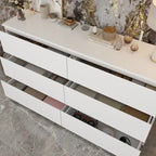 Commode double blanche à 6 tiroirs de qualité supérieure de 150 cm de long