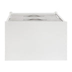 Meuble de rangement à 2 tiroirs avec plateau en bois et tiroirs en tissu foncé