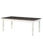  Jillian Farmhouse Two-Tone 80-Inch Dining Table - Two Tone Soft White and Dark Oak