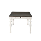 Table de salle à manger bicolore style ferme de 80 po – Blanc doux et chêne foncé