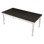 Table de salle à manger bicolore style ferme de 80 po – Blanc doux et chêne foncé