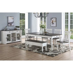 Table de salle à manger bicolore style ferme de 80 po – Blanc doux et chêne foncé