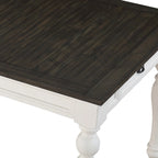 Table de salle à manger bicolore style ferme de 80 po – Blanc doux et chêne foncé