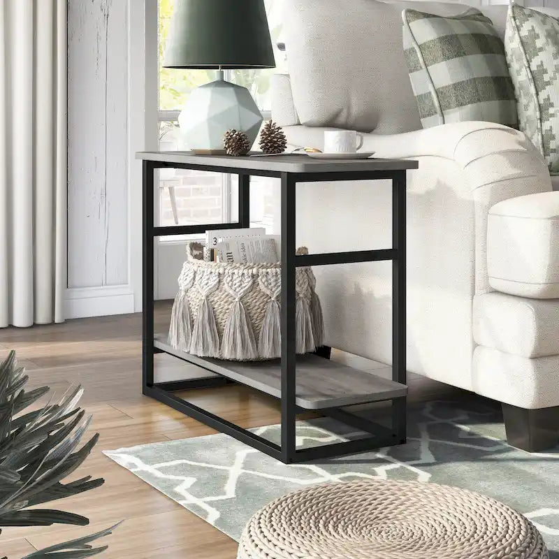 Table d'appoint longue Urban Oak de 81 cm avec étagère inférieure