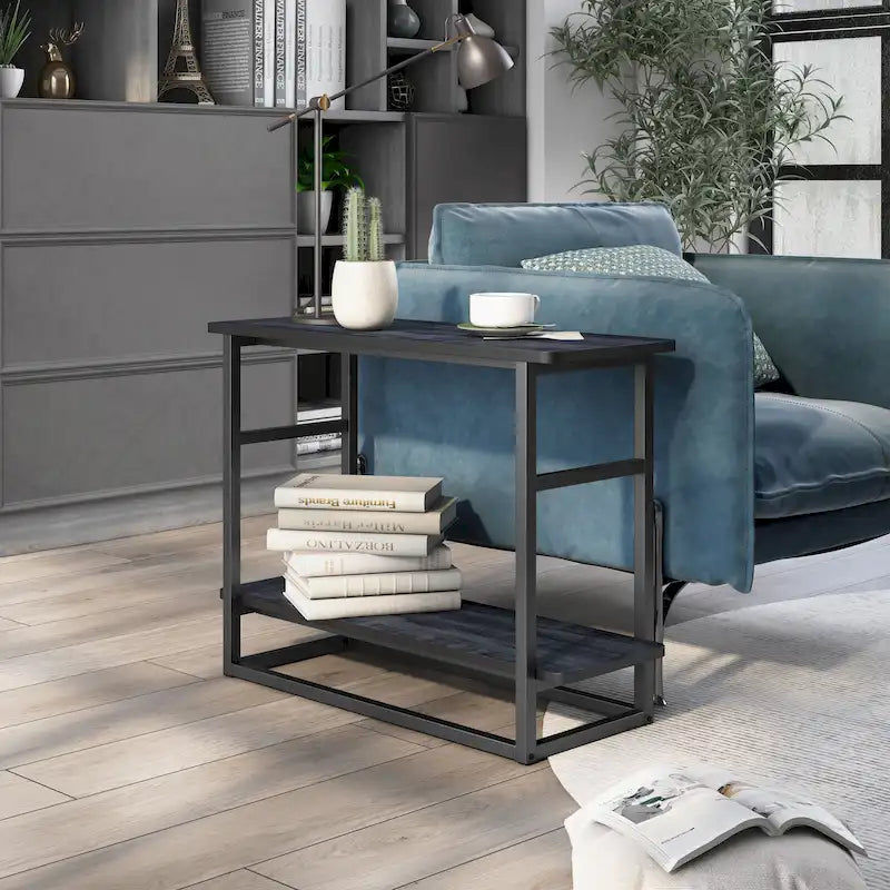 Table d'appoint longue Urban Oak de 81 cm avec étagère inférieure