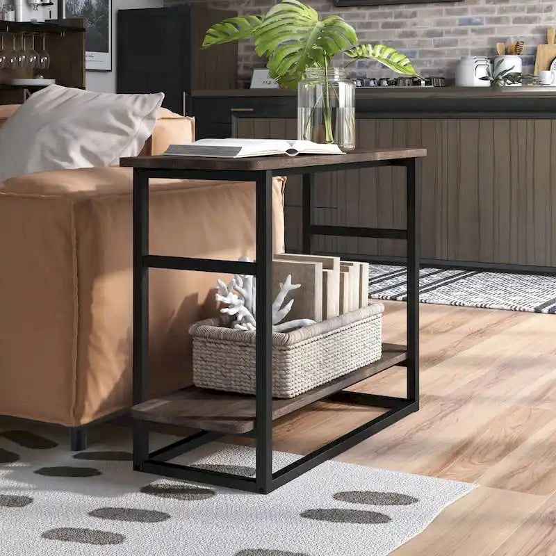 Table d'appoint longue Urban Oak de 81 cm avec étagère inférieure