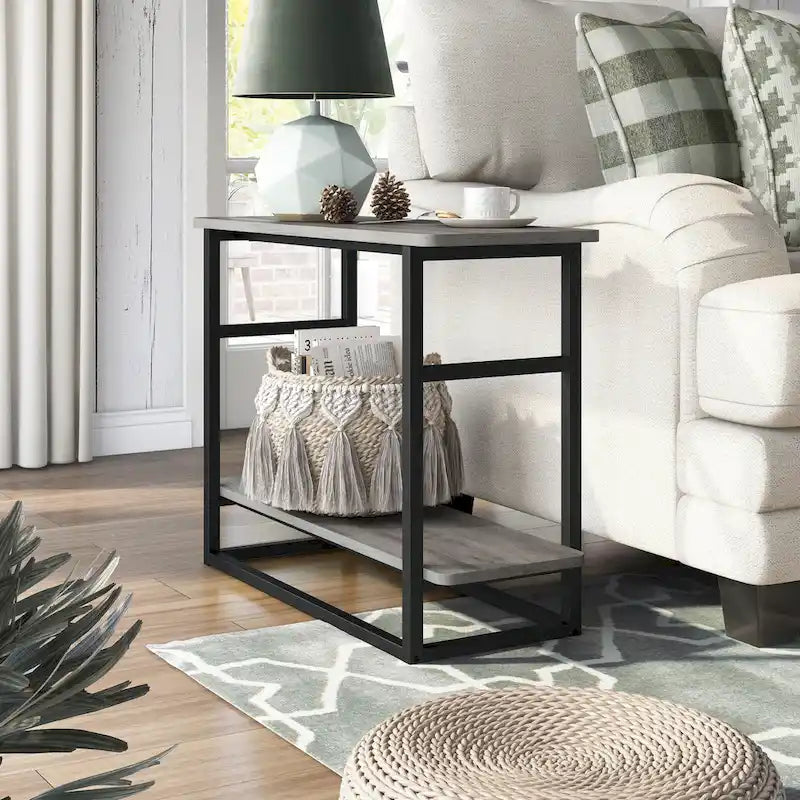 Table d'appoint longue Urban Oak de 81 cm avec étagère inférieure