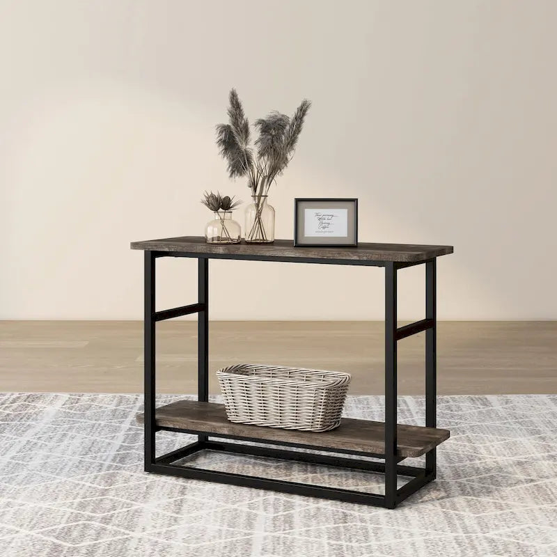 Table d'appoint longue Urban Oak de 81 cm avec étagère inférieure