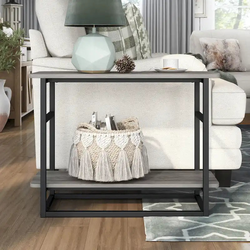 Table d'appoint longue Urban Oak de 81 cm avec étagère inférieure