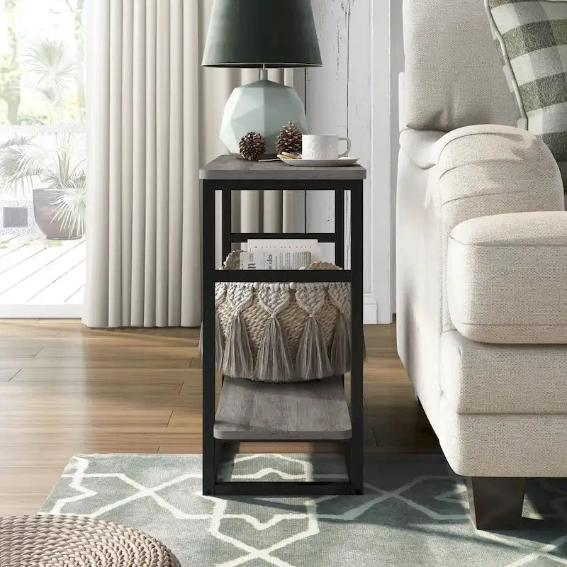 Table d'appoint longue Urban Oak de 81 cm avec étagère inférieure