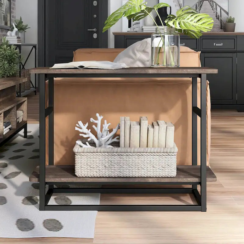 Table d'appoint longue Urban Oak de 81 cm avec étagère inférieure