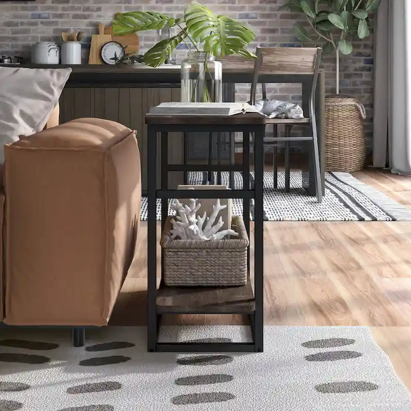 Table d'appoint longue Urban Oak de 81 cm avec étagère inférieure