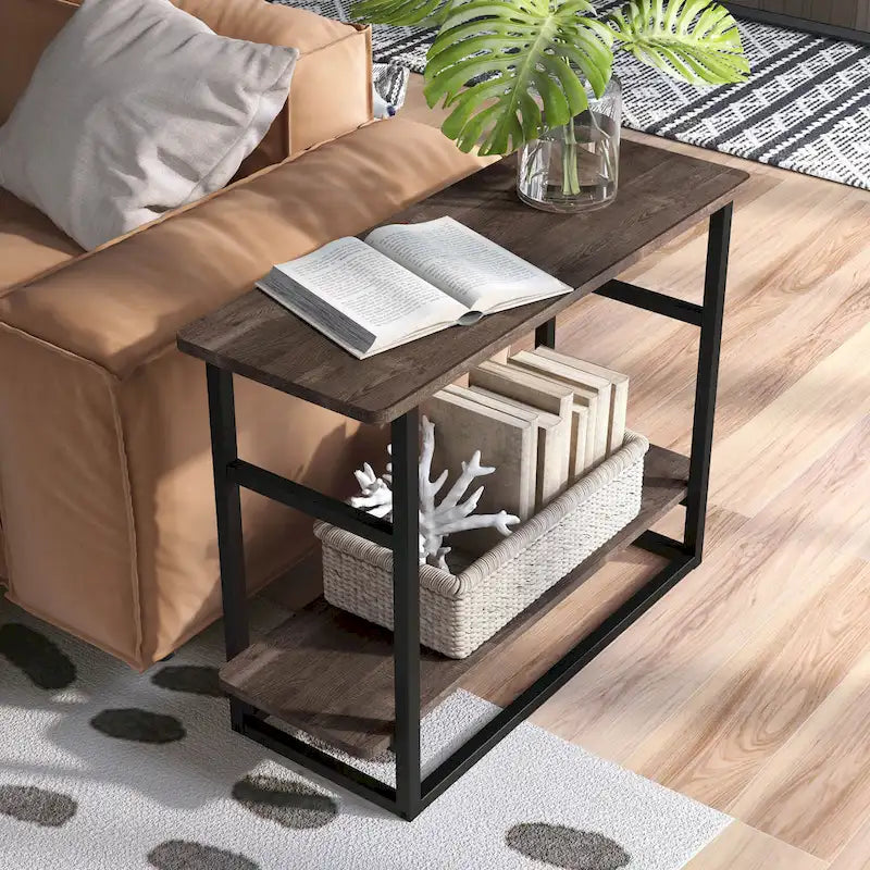 Table d'appoint longue Urban Oak de 81 cm avec étagère inférieure